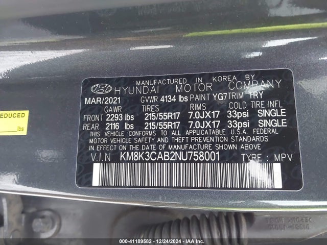 Hyundai Kona Sel 2022 KM8K3CAB2NU758001 Image 9
