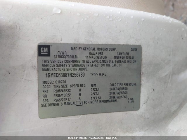 2007 CADILLAC ESCALADE 1GYEC63887R256789 Photo 8