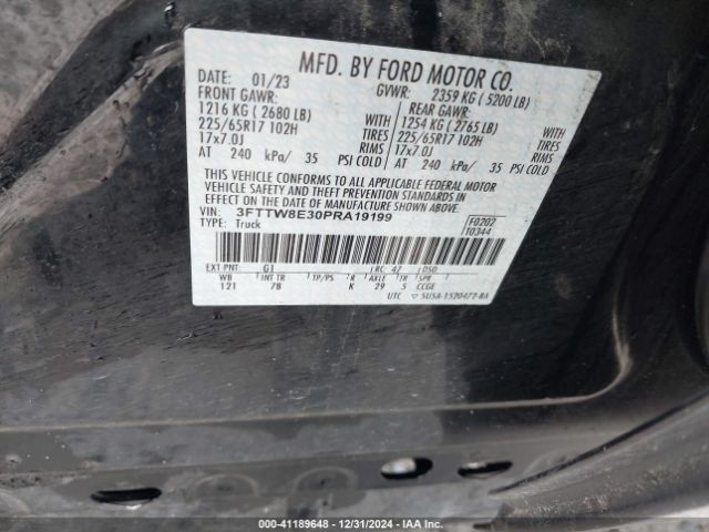 3FTTW8E30PRA19199 Ford Maverick Xlt