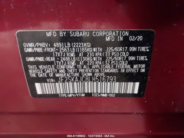 JF2SKAJC8LH516793 Subaru Forester Premium