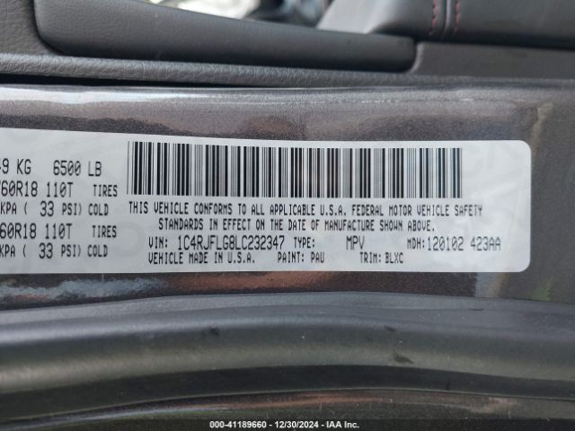 1C4RJFLG8LC232347 Jeep Grand Cherokee Trailhawk 4x4