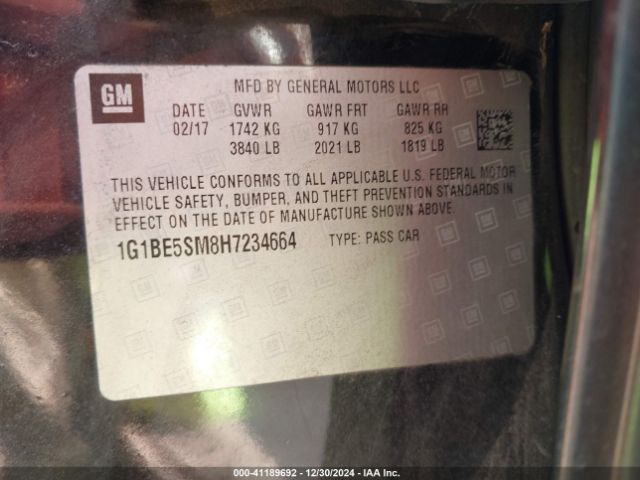 1G1BE5SM8H7234664 Chevrolet Cruze Lt Auto