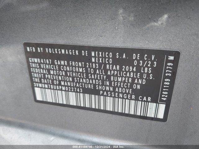 3VWBM7BU8PM022743 Volkswagen Jetta 1.5t Sport