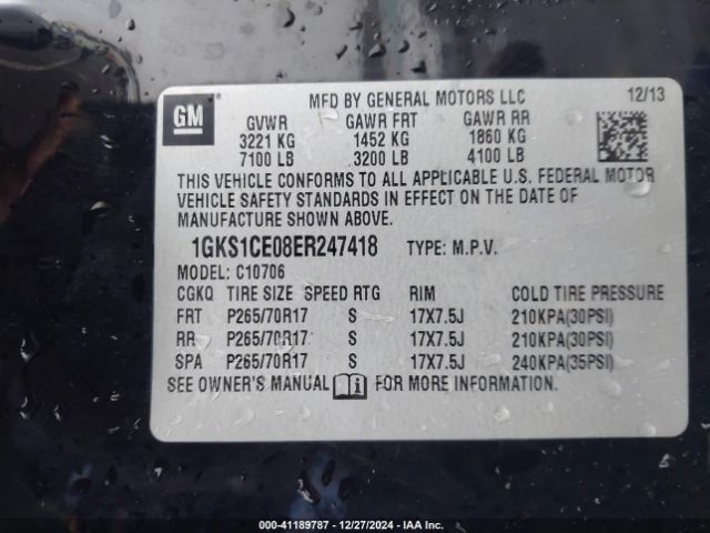 1GKS1CE08ER247418 GMC YUKON SLT