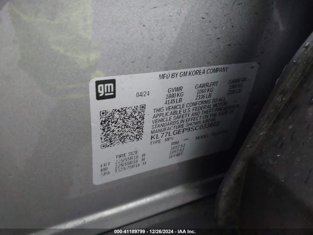 KL77LGEP9SC033601 Chevrolet Trax Fwd 1rs