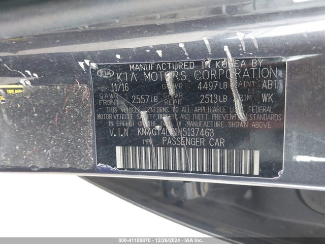 KIA Optima Lx 2017 KNAGT4L31H5137463 Image 9
