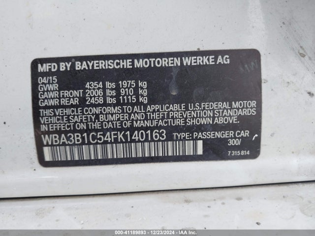 WBA3B1C54FK140163 BMW 320i
