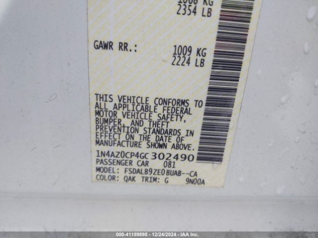 1N4AZ0CP4GC302490 Nissan LEAF S