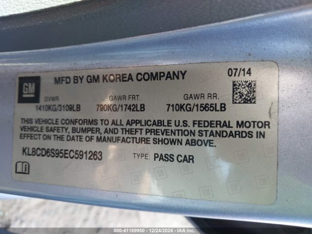 KL8CD6S95EC591263 Chevrolet Spark 1lt Auto