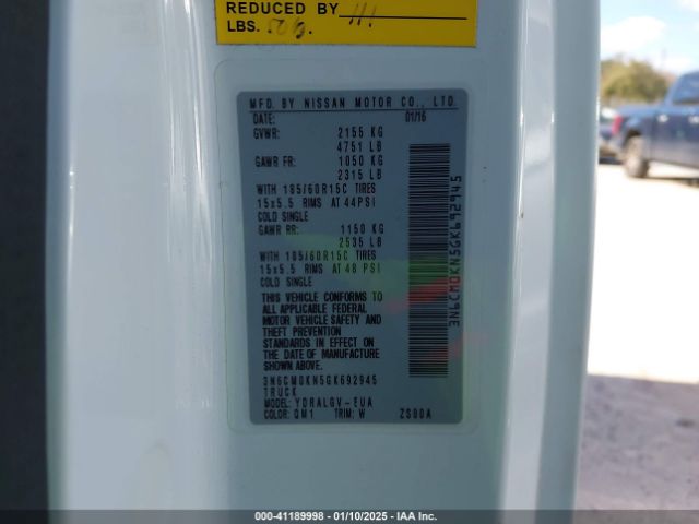 3N6CM0KN5GK692945 Nissan NV200 SV