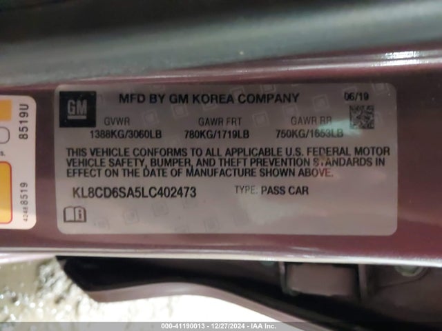Chevrolet Spark Fwd 1lt Automatic 2020 KL8CD6SA5LC402473 Image 9