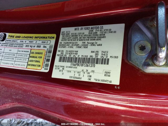2015 FORD MUSTANG 1FA6P8CF8F5361370 Photo 8