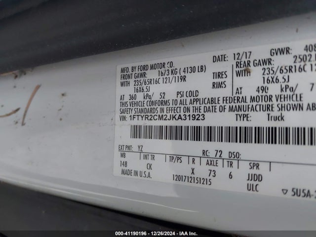 Ford Transit-250 2018 1FTYR2CM2JKA31923 Image 9
