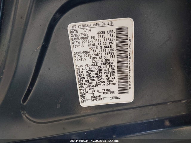 Nissan Rogue Select S 2014 JN8AS5MT1EW101590 Image 9