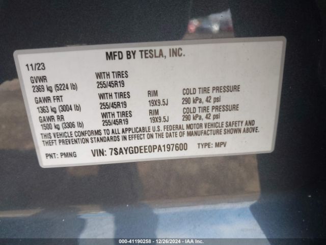 7SAYGDEE0PA197600 Tesla Model Y Awd/long Range Dual Motor All-wheel Drive