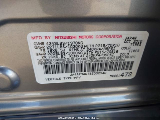 2011 MITSUBISHI OUTLANDER SPORT JA4AP3AU7BZ002940 Photo 8