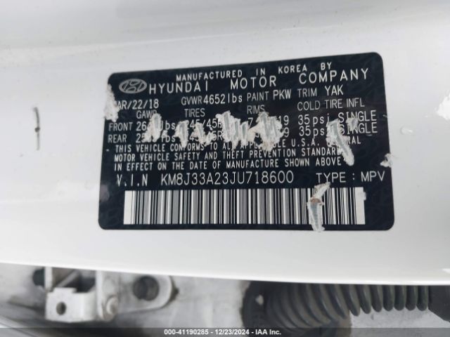 KM8J33A23JU718600 Hyundai Tucson Limited