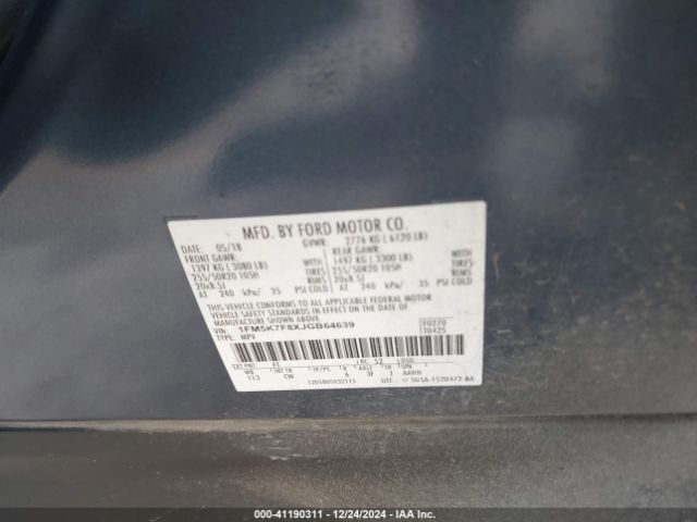1FM5K7F8XJGB64639 Ford Explorer Limited