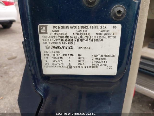 2005 CADILLAC ESCALADE EXT 3GYEK62N55G171223 Photo 8