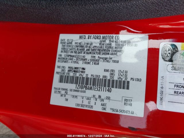 1ZVBP8AM1E5211140 Ford Mustang V6