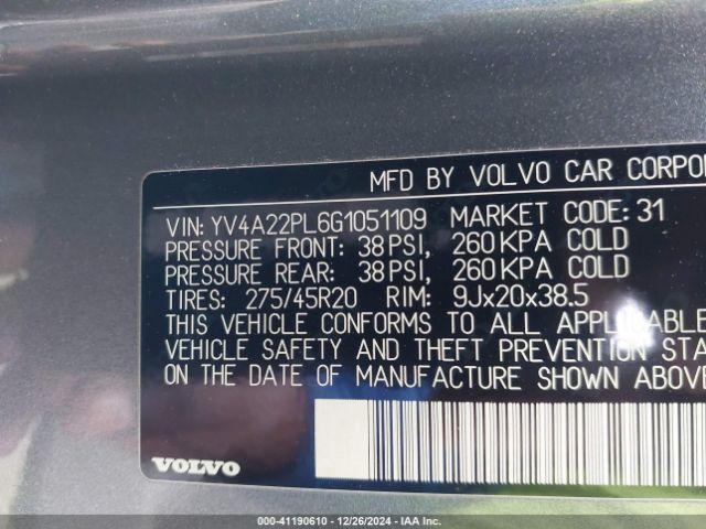 YV4A22PL6G1051109 Volvo Xc90 T6 Inscription