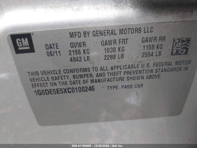 2012 CADILLAC CTS 1G6DE5E5XC0100246 Photo 8