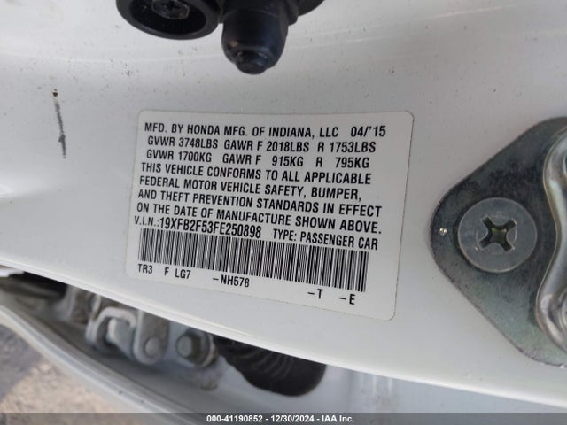Honda Civic Lx 2015 19XFB2F53FE250898 Image 9