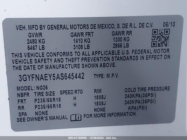 2010 CADILLAC SRX 3GYFNAEY5AS645442 Photo 8