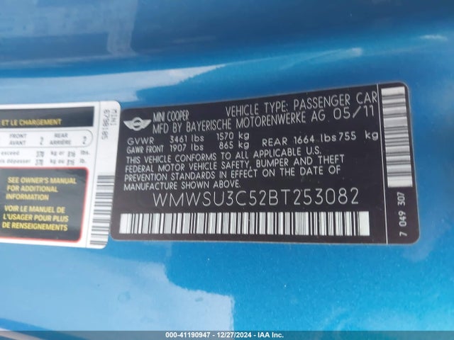 2011 MINI COOPER WMWSU3C52BT253082 Photo 8