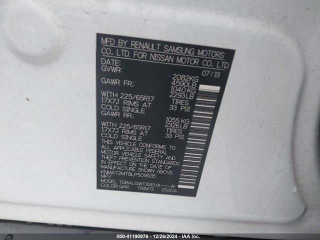 KNMAT2MT8LP509535 Nissan Rogue Sv Fwd