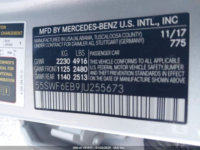 55SWF6EB9JU255673 Mercedes-Benz Amg C 43 4matic