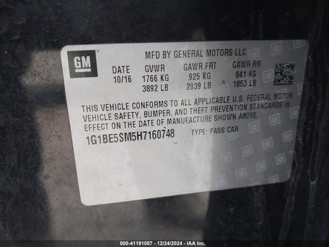 1G1BE5SM5H7160748 Chevrolet Cruze Lt Auto