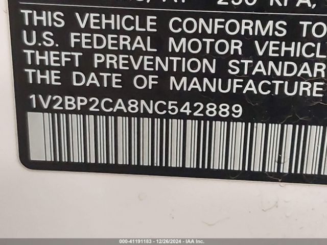 1V2BP2CA8NC542889 Volkswagen Atlas 2.0t Sel