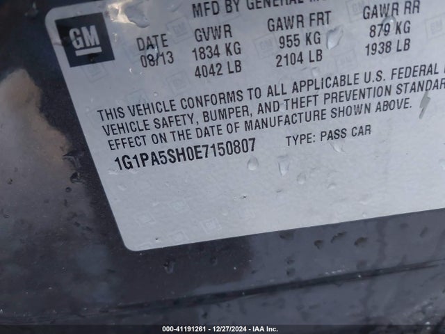 1G1PA5SH0E7150807 Chevrolet Cruze Ls Auto