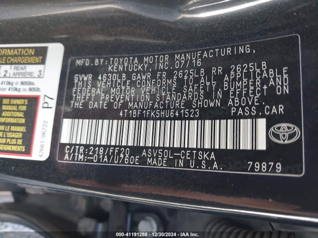 Toyota CAMRY SE 2017 4T1BF1FK5HU641523 Image 9