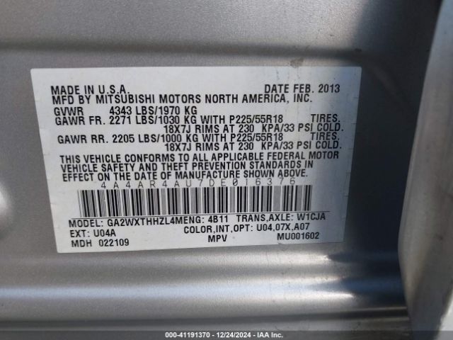 2013 MITSUBISHI OUTLANDER SPORT 4A4AR4AU7DE016376 Photo 8