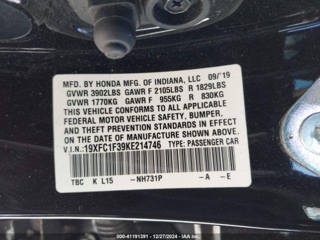19XFC1F39KE214746 Honda CIVIC EX