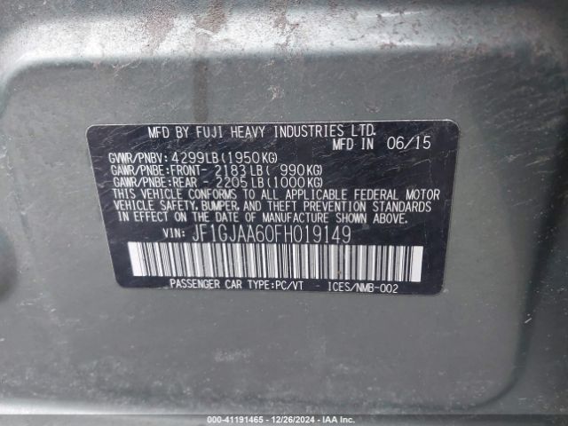 JF1GJAA60FH019149 Subaru Impreza 2.0i
