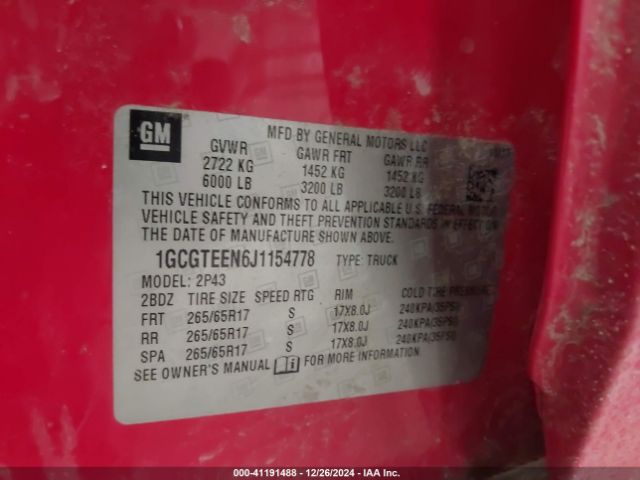 1GCGTEEN6J1154778 Chevrolet Colorado Zr2