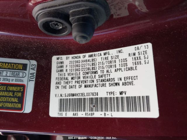 5J6RM4H33EL007638 Honda CR-V LX