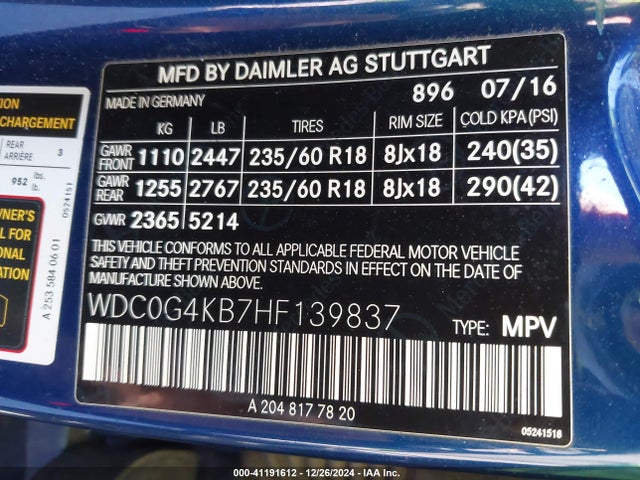 WDC0G4KB7HF139837 Mercedes-Benz Glc 300 4matic
