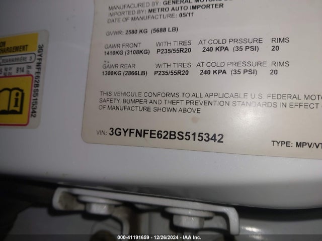 2011 CADILLAC SRX 3GYFNFE62BS515342 Photo 8