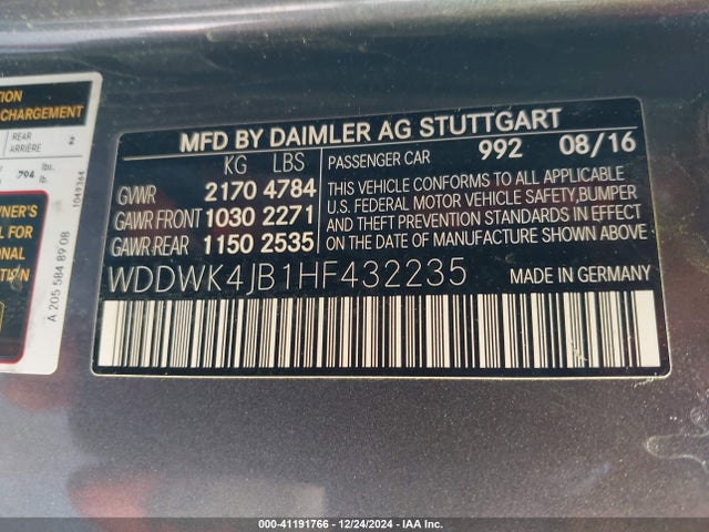 WDDWK4JB1HF432235 Mercedes-Benz C 300