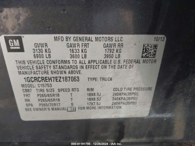 1GCRCREH7EZ187063 Chevrolet Silverado 1500 2lt