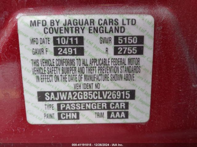 2012 JAGUAR XJ SAJWA2GB5CLV26915 Photo 8