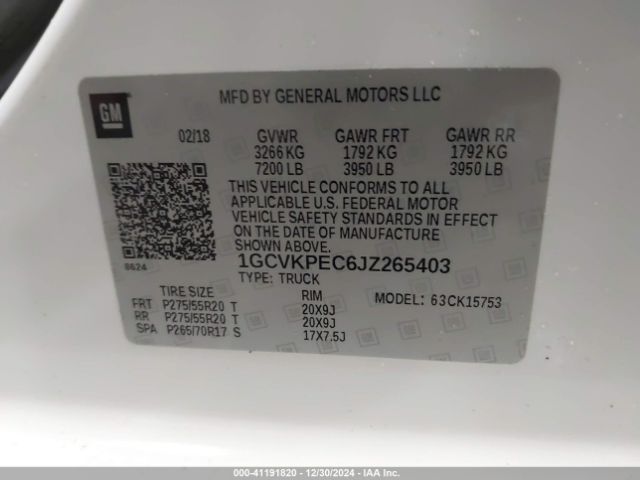 1GCVKPEC6JZ265403 Chevrolet Silverado 1500 Custom