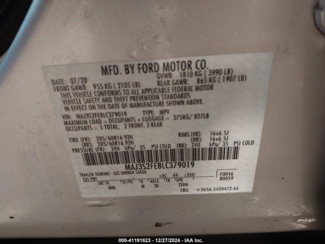 MAJ3S2FE8LC379019 Ford ECOSPORT S