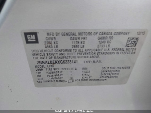 Chevrolet EQUINOX LS 2016 2GNALBEKXG6223141 Image 9
