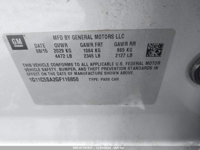 1G11C5SA2GF116850 Chevrolet Malibu Limited Lt