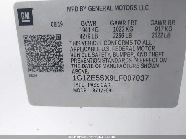 1G1ZE5SX9LF007037 Chevrolet ltg - spark ignited direct injection, variable valve timing, alum dohc, dcvcp turbo, e0-e100, alum